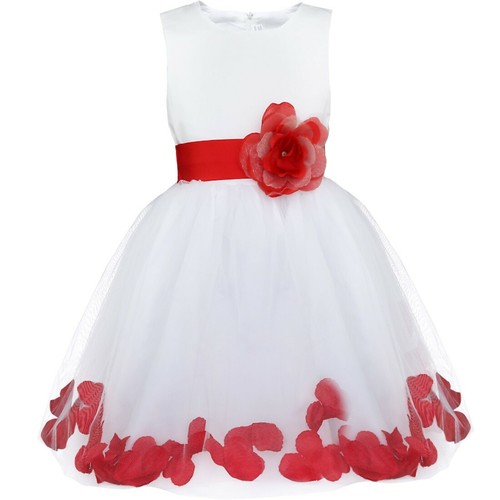 UK Girls Wedding Pageant Bridesmaid Birthday Party Bowknot Flower Petals Dress - Picture 8 of 30