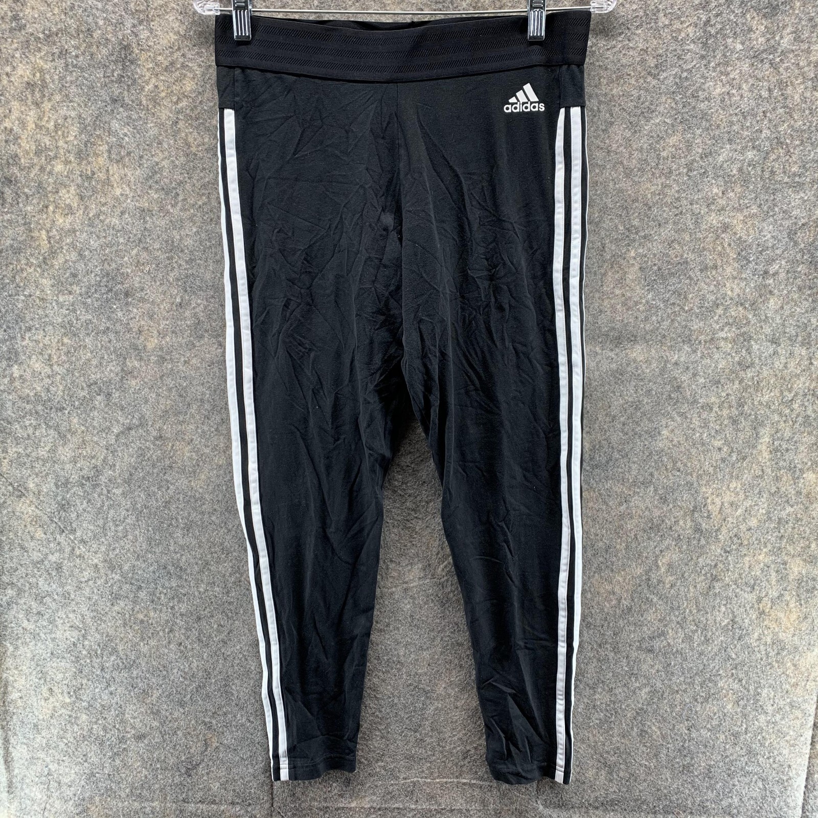 Adidas Womens Large Black White Athletic Sweatpants with Pockets for Training & Outdoors  -image