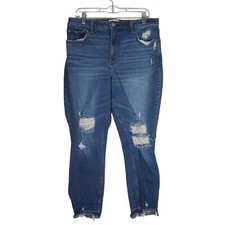 Abercrombie  Fitch The Skinny High Rise Jeans Womens 14 32 Distressed Raw Hem