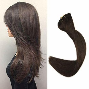 Full Shine 18 Inch Darkest Brown Color 2 Clip Hair Extensions