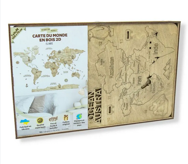 Puzzle en Bois : Carte du Monde 2D - Taille M | eBay