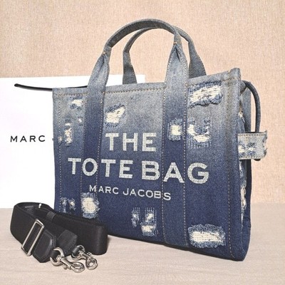 MARC JACOBS Tote Bag Rip & Repair Denim Medium Blue A4 Size