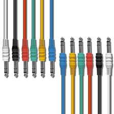 AxcessAbles 1/4" TRS to 1/4" TRS Balanced Stereo Patch Cables 6 Pack - 1ft 