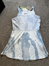 NIKE Court Slam DRI-FIT Printed Tennis Dress Light Blue Women  s Size Large New