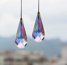 76mm Sonnenfänger Gitter Kristall Glas Prisma mit Regenbogeneffekten Deko + Band