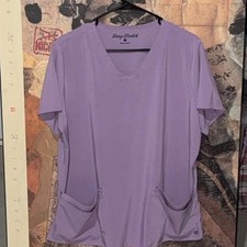 Easy Stretch Purple V-Neck Scrub Top with Pockets