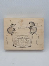 Vintage House Mouse Chocolate Mousse Ice Cream Stampa Rosa 88 Rubber Stamp 1998