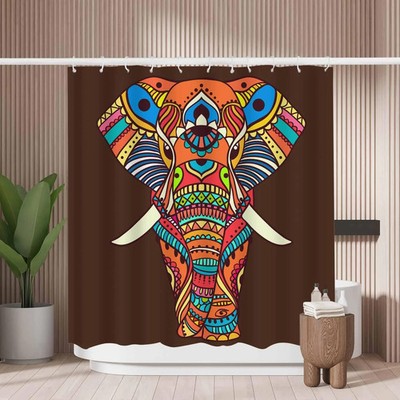 Woutay Duschvorhang wasserabweisender Stoff handgezeichnet Elefant, schimmelfest