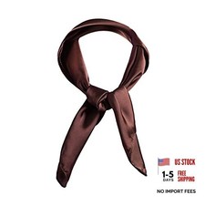 Scarf Satin Square Neck hair scarfs for Women 27" x 27" Coffee