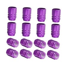 Car Tire Valve Stem Caps, Aluminum Air Caps Cover with Rubber 16 PCS Purple