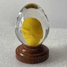 Vintage Handblown Art Glass Egg Yellow Swirl ...
