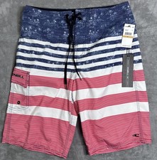 O'Neill American Flag Mens Sz 29 Red White Blue Board Shorts Swim Trunks NWT