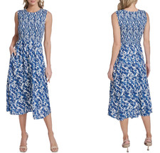 Calvin Klein Floral Sleeveless Smocked Midi Dress Sz 8  119   1487