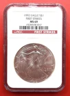 1992 Rare $1 American Silver Eagle NGC MS69 FIRST STRIKES RED LABEL