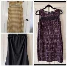 Bundle 3 x Next Linen Shift Dress 10 Black Red Hearts Yellow Broderie Anglaise