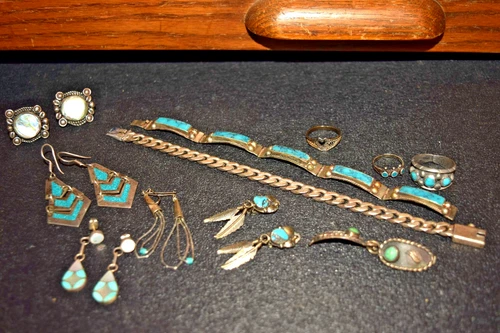 Vintage Sterling Silver Jewelry 91.7 gram Bracelet Rings Earrings Wear or Scrap