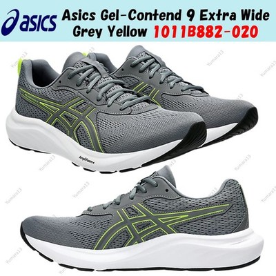 Asics Gel-Contend 9 Extra Wide Grau Gelb 1011B882-020 Herren Gr.