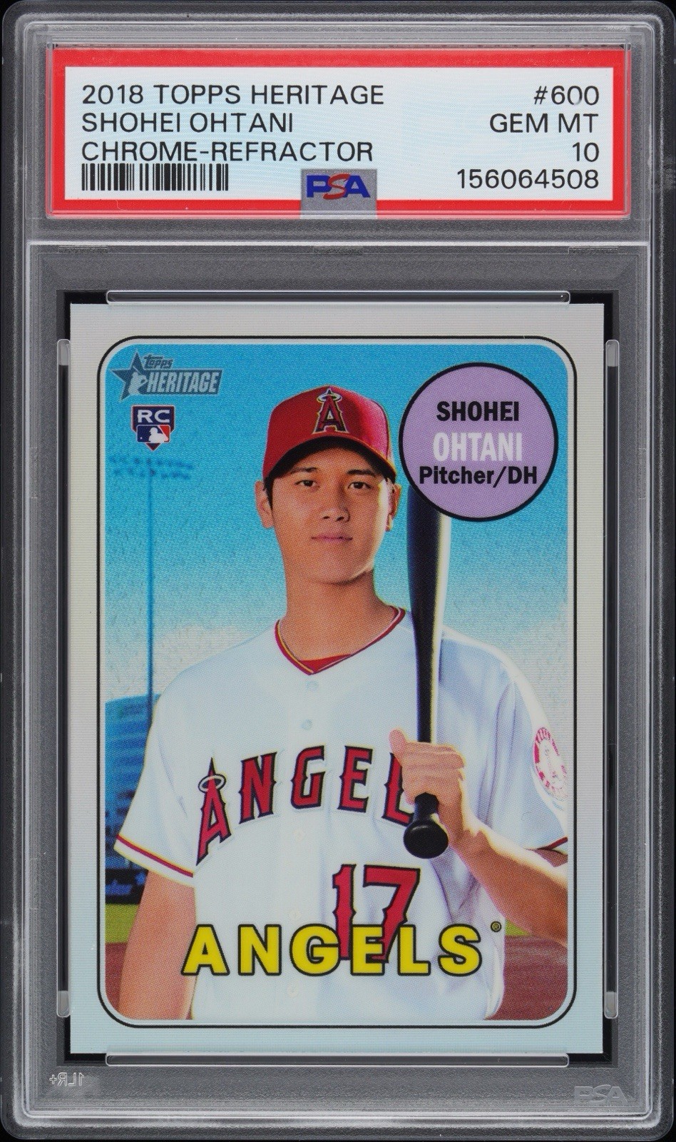 2018 Topps Heritage #600 SHOHEI OHTANI RC Chrome Refractor /569 PSA 10