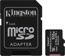 Kingston 512GB Canvas Select Plus UHS I microSDXC Memory Card with SD Adapter