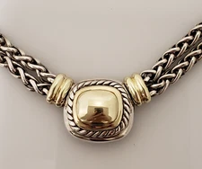 David Yurman Sterling Silver 14k Yellow Gold Double Strand Noblesse Necklace