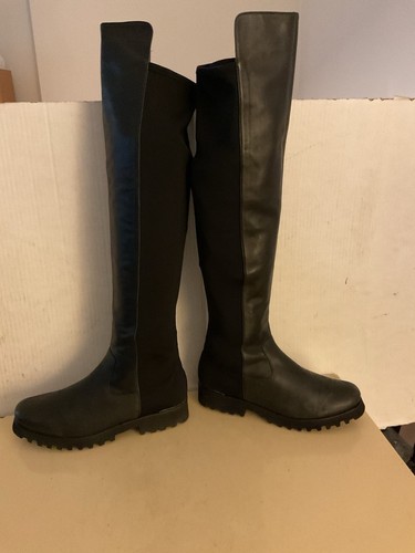 Donald Pliner Women Black Leather Stretch Tall OTK Riding Boots Size 8.5/39.5