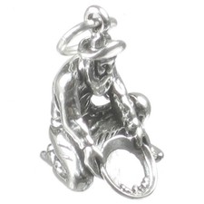 Gold Panner Old Prospector sterling silver charm .925 x1 Panners charms-