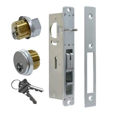 Commercial Mortise Lock Key Lock Solid Brass Cylinder Combo 31/32 Backset Silv