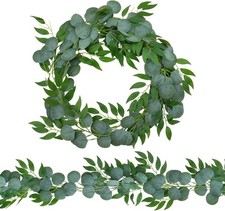 2 Pack Artificial Eucalyptus Garland Each 6.5 FT Faux Greenery Garland for