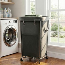 Laundry Basket with Wheels Rolling Laundry Basket, Removable Laundry Bag Desi...