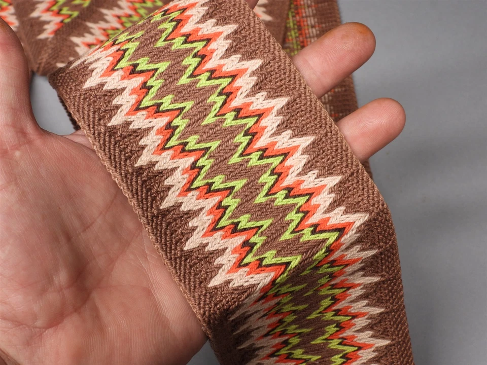 Banda de borde textil con puntada de llama de 14,5' decoración hippie aspecto primitivo de campo Foto 3 de 4