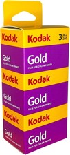 KODAK GOLD 200 ISO 35mm Color Negative Film NEW 3-Pack 36 exp per roll