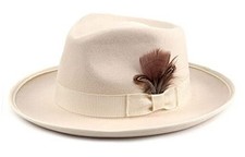 Fedora Hats for Men  Women Wide Brim Felt Hat Dress Panama X-Large Cream