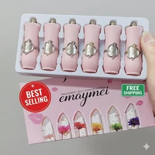 6 Pack Color-Changing Jelly Lipsticks – Crystal Flower Moisturizing Lip Gloss Se