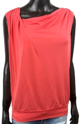 Marella Damen Bluse L Rosa Koralle Viskose Drapiert Asymmetrisch Elegant