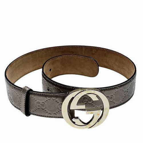 GUCCI Belt Men Interlocking Leather Brown 75/30 122965c