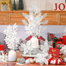 24 PCS Christmas Tree Decorations, 12 PCS Poinsettia Flowers Artificial 6 PCS...