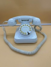 White Corded Desk Push Grand Button Phone. Model LW 04 306. Vintage Decor. 1970.