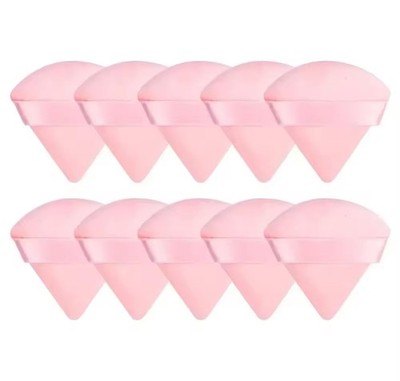 10Pcs/Set Triangle Velvet Powder Puff, Face Makeup 10 Count (Pack of 1), Pink