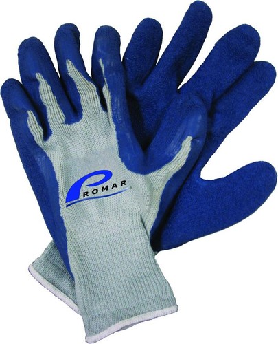 Promar GL-200-L Blue Latex Grip Glove Lg Blue Latex