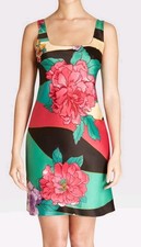 Natori Tropical Floral Print Satin Slip Nightgown M Chemise Short Pullover