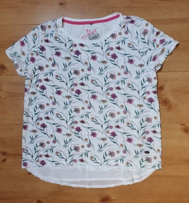 Multiblu Damen T- Shirt Gr.L Weiß mit Blumen Oberteil