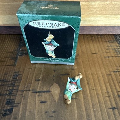 Vtg Hallmark Keepsake Miniature Ornament 1998 Pixie Parachute Green Pixie