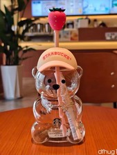 Starbucks Bearista Bear Cup Tumblers With Strawberry Topper Baseball Cap 2026