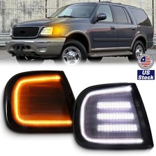 Led Front Turn Signal Headlight Side Marker Lights Drl For 97-02 Ford Expedition
