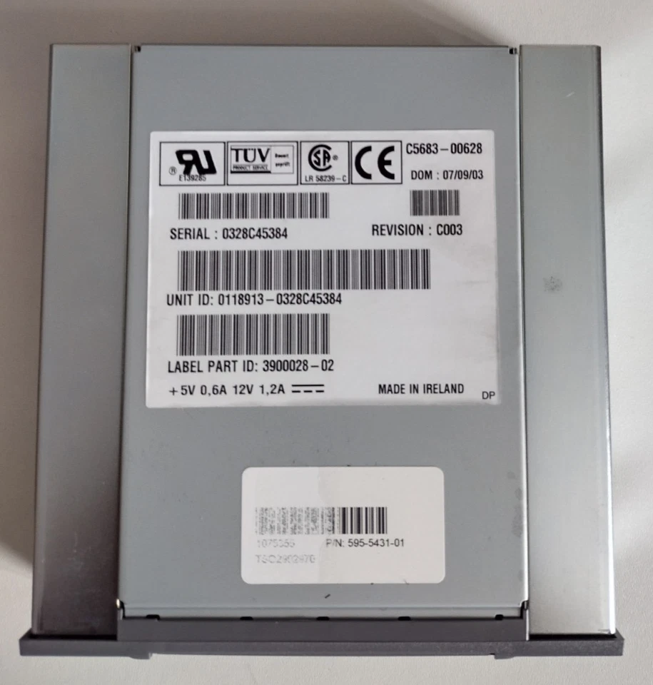 Sun/HP DDS-4 SCSI 68 Pin Tape Drive, 20/40Gb, GREY,  Model-C5683 -Tested/Working - Image 3 of 4