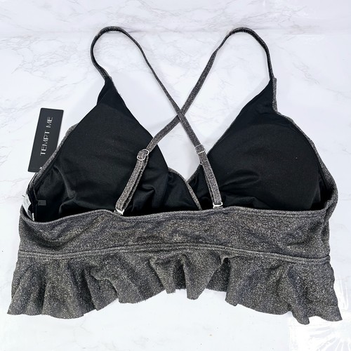 Tempt Me L grau metallic 2-teiliges Rüschen Volant High Waist Bikini Badeanzug Set - Bild 8 von 17