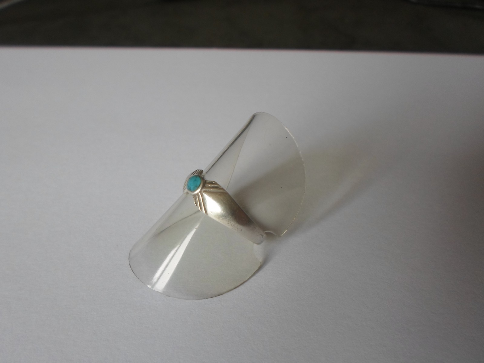 solid silver ring, turquoise cabochon, chiseled, … - image 7