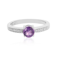 Cavill Silberring 0,43Ct Amethyst Uruguay Zirkone Platin Gr20 Damen- Echtschmuck