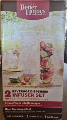 Better Homes and Gardens 2-piece Beverage Dispenser Infuser Set Fruit Tea Health
