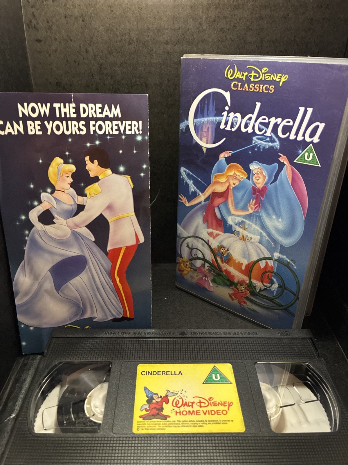 Walt Disney Classics Cinderella VHS Tape, With Rare Inlay